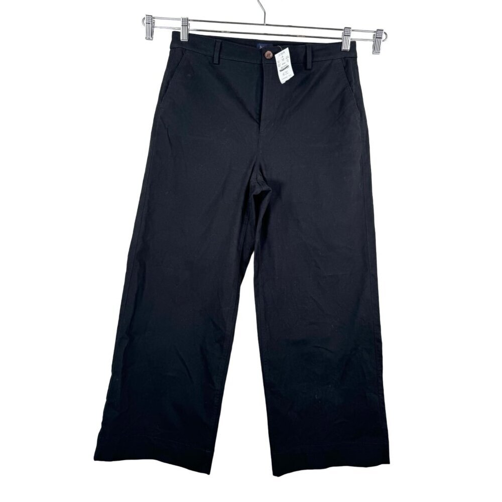 J.Crew Wide-leg chino pants preppy high waist‎ Black sz 12P